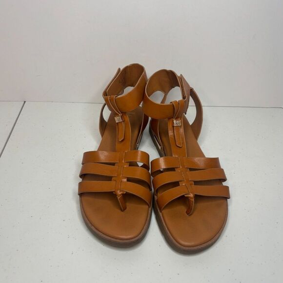 Franco Sarto Gladiator Brown Leather Comfort Strappy Sandals Adjustable Womens - Picture 2 of 9
